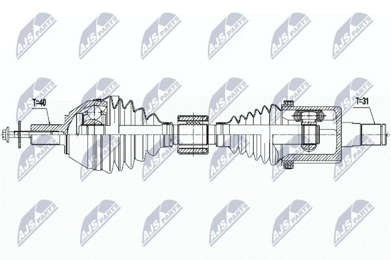 Image of NTY NPW-VV-115 Drive shaft Automatic Transmission, Front Axle Left Drive Shaft (13)