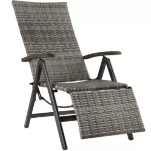 image of Tectake Reclining Garden Chair W/ Footrest - Grey