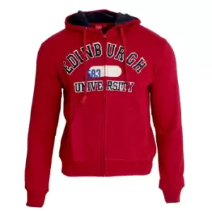 image of University Of Edinburgh Unisex Full Zip Hoodie (XS) (Cardinal Red)