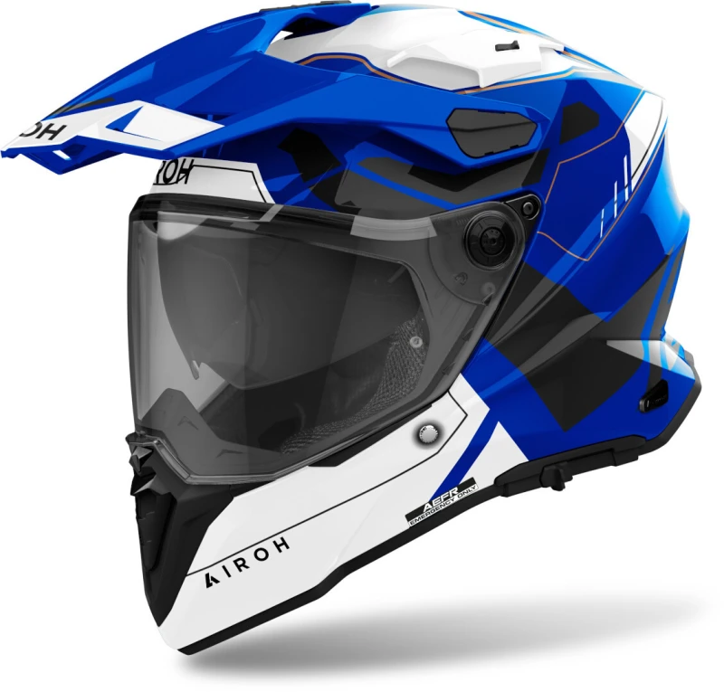 Image of Airoh Commander 2 Reveal Blue Gloss Adventure Helmet Size XL
