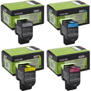 image of Lexmark 802 Black & Tri Colour Laser Toner Ink Cartridge