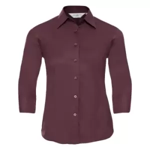 Image of Russell Collection Ladies/Womens 3/4 Sleeve Easy Care Fitted Shirt (2XL) (Port)