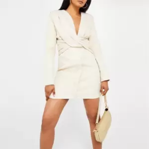 Missguided Tailored Twist Front Mini Dress - White