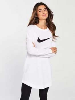 Image of Nike Sportswear Long Sleeve Tunic Top White Size L Women