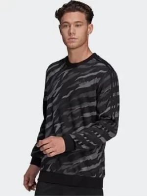 Image of adidas Essentials French Terry Camo-Print Sweatshirt, Black Size XL Men
