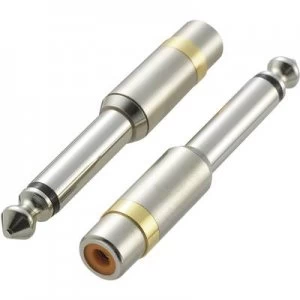 Image of KR1245 Jack RCA Audiophono Adapter 1x Jack plug 6.35mm 1x RCA socket phono Silver