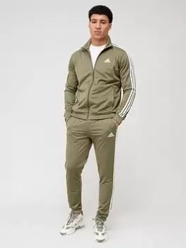 Image of adidas Sportswear Basic 3-Stripes Tricot Tracksuit - Khaki Size M Men