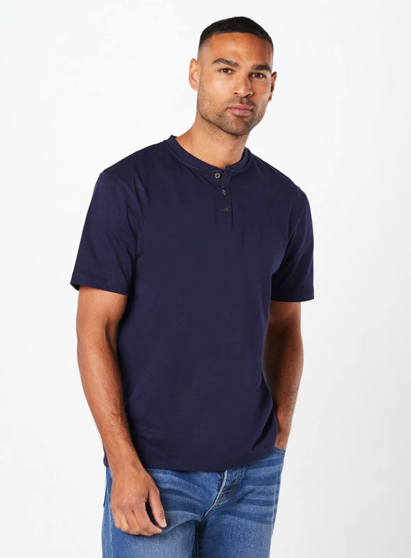 Image of Burton BURTON Navy Grandad Neck T Shirt S