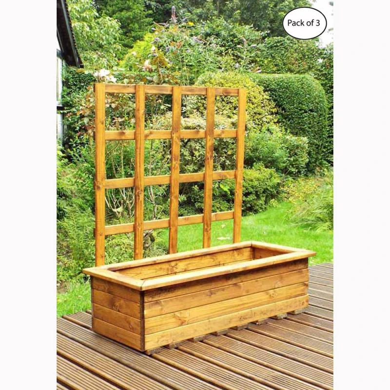 Image of Charles Taylor Multi Pack of 3 - Extra Large Kensington Planter - Wood in Light Brown Light Brown Unisex