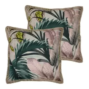 image of Amazonia Jacquard Botanical Twin Pack Polyester Filled Cushions