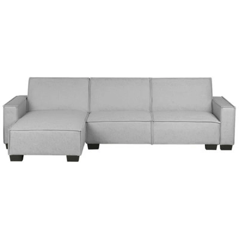 Image of Beliani Corner Sofa Bed 3 Seater Romedal Fabric Light Grey Right Hand