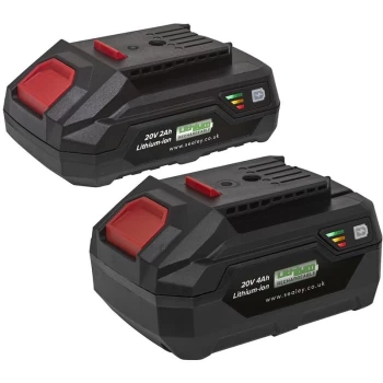 image of Sealey - BK24 Power Tool Battery Pack 20V 2Ah & 4Ah Kit for SV20 Series