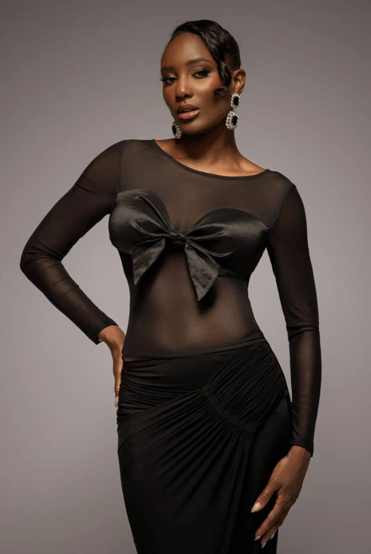 Image of Goddiva Fitted Dress with Bow Tie Women Goddiva Taffeta Noir Female 42