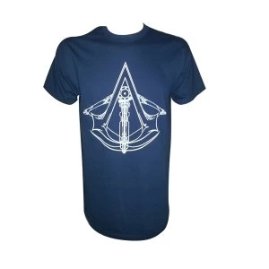 Image of Assassins Creed Unity Crossbow Crest T-Shirt Medium Blue