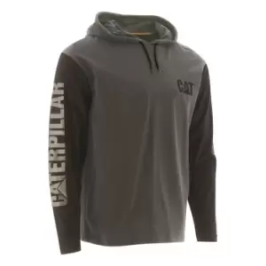 Image of Caterpillar Mens Hooded Long-Sleeved T-Shirt (L) (Dark Grey)