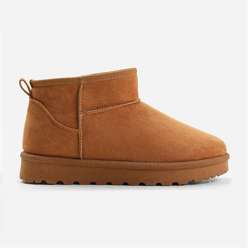 Image of Wheres That From Chestnut Faux-Suede Maple Faux Fur Slipper Boots Chestnutsuede female 3