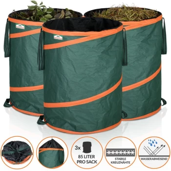 image of 3x Pop Up Garden Waste Bag Set Size Choice (85 L) - Gardebruk