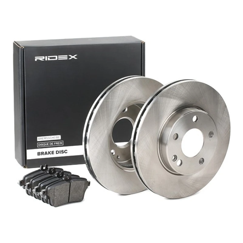 Image of RIDEX 3405B0441 Brake disc and pads set Front Axle, Brake Disc Type: Vented, excl. wear warning contact Brake Set,disc brakes (3405)