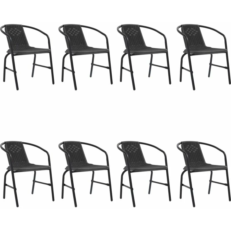 Image of VIDAXL Garden Chairs 8 pcs Plastic Rattan and Steel 110 kg vidaXL 8720287065111