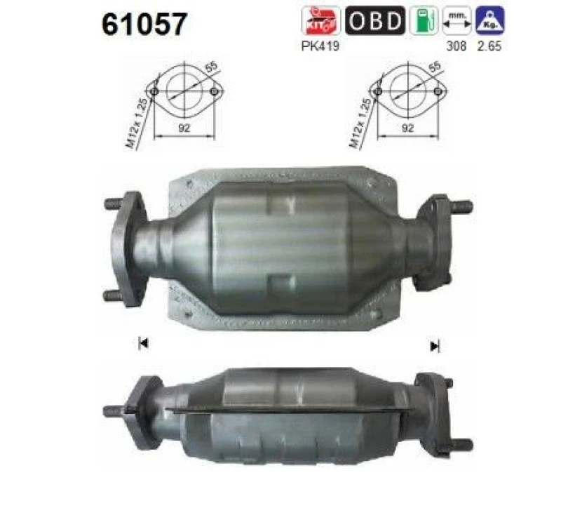 Image of AS Catalytic converter AS 61057