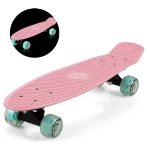 image of 22" Retro Board Skateboard Kickboard Cruiser Complete Board Minicruiser Street Pennyboard WITH or WITHOUT LED pink mint +LED