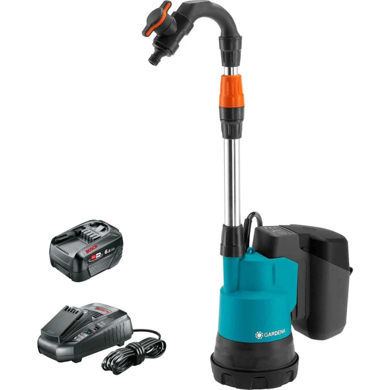 Image of Gardena 2000/2 P4A 18v Cordless Rainwater Submersible Water Butt Tank Pump 2000/2 14602-55 Batteries: 1 x 6ah Li-ion
