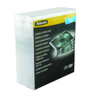 image of Fellowes Slimline CD Jewel Case Pack of 10 Clear 9833801