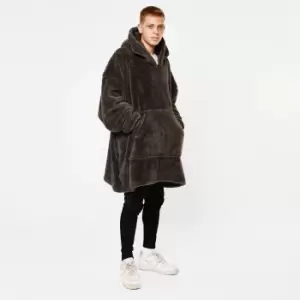 Image of Brentfords Adult Teddy Fleece Blanket Hoodie Charcoal