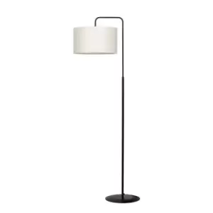 image of Trapo Black Floor Lamp with Shade with Ecru Fabric Shades, 1x E27