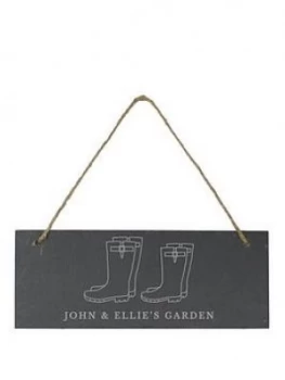 image of Personalised Wellies Family Slate Sign