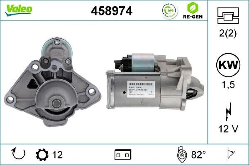 Image of Starter motor VALEO 458974