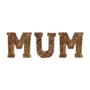 image of Hand Carved Wooden Geometric Letters Mum