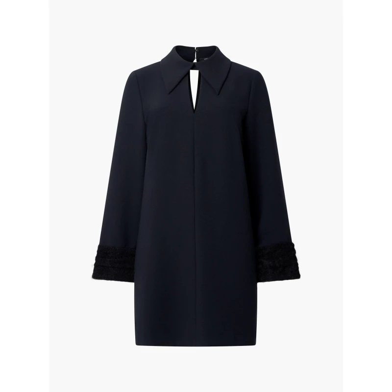 Image of French Connection Womens Whisper Folded Cuff Mini Shift Dress Blackout female 8 (XS)