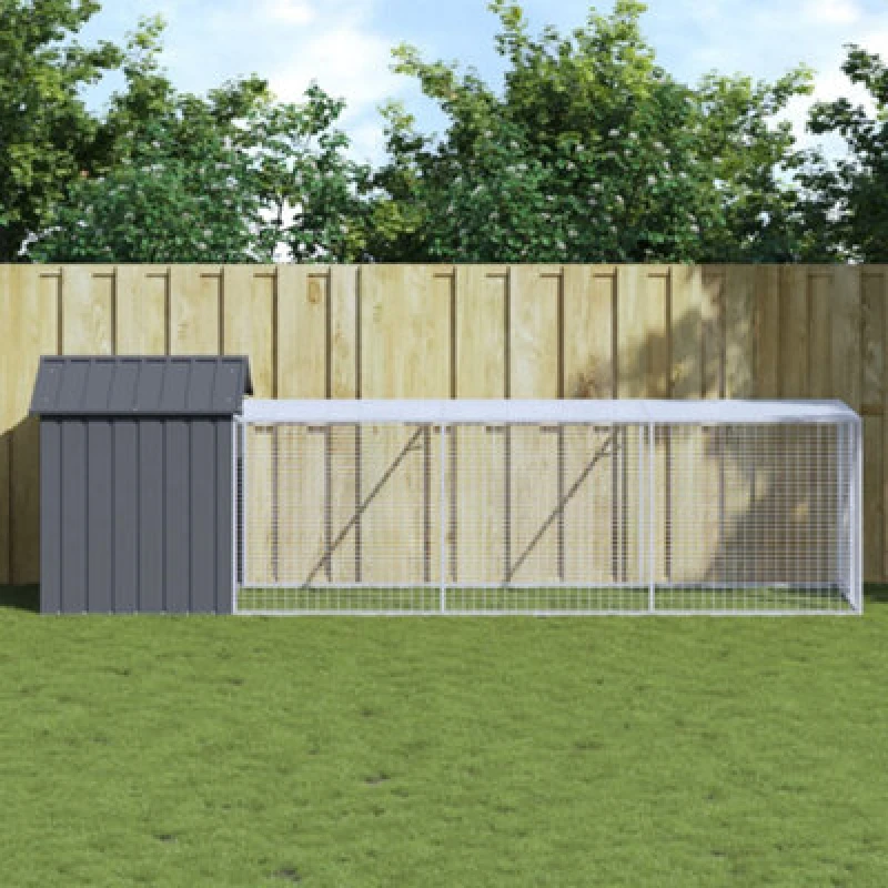 Image of VIDAXL Chicken Cage with Run Anthracite 117x405x123cm Galvanised Steel Vidaxl 3189069
