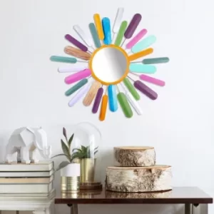 Image of Mirror Sun Multicolor Decorative Metal Wall Accessory