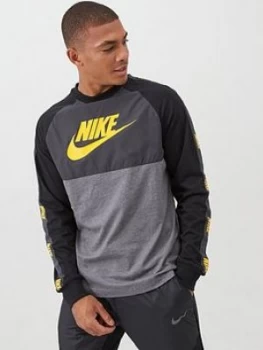 Image of Nike Hybrid Nylon Taped Long Sleeved T-Shirt - Grey