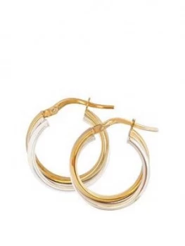 image of Love Gold 9Ct Gold Two-Tone Round Oval-Shaped Creole Hoop Earrings