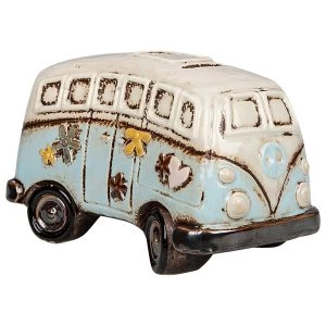 Image of Village Pottery Campervan Money Box Blue