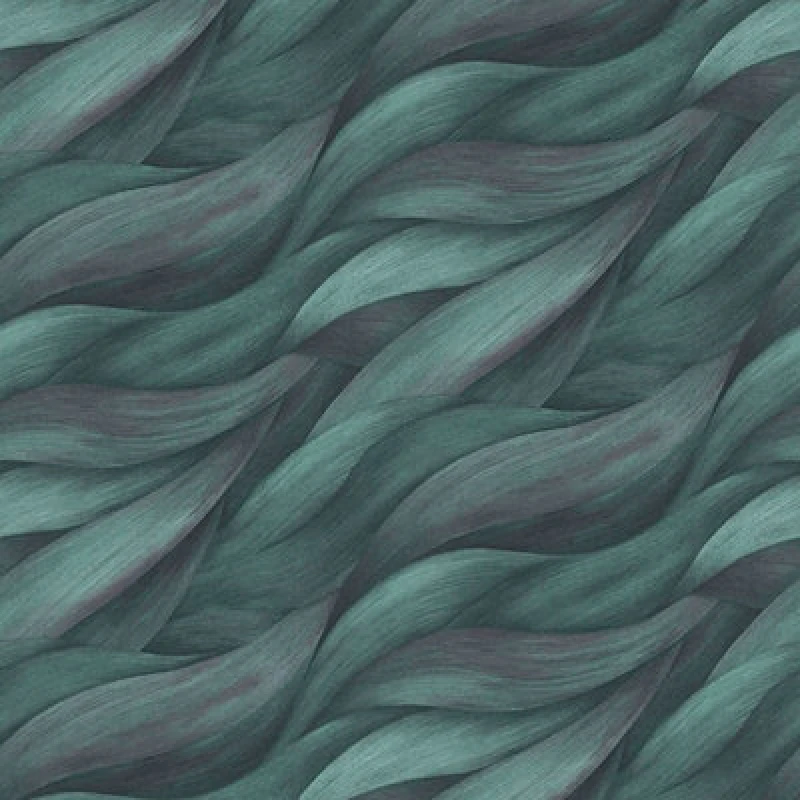 Image of Erismann Casual Chic Leaf Waves Nature Leaves Motif Metallic Textured Wallpaper Petrol Purple 10257-18