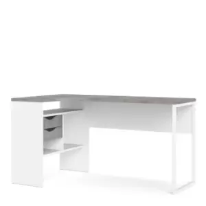 Image of Function Plus Corner Desk 2 Drawers In White And Grey