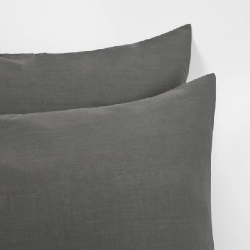 Image of OHS OHS 10 x Soft Polycotton Housewife Pillowcase Set in Charcoal Charcoal One Size Unisex 5027434156504