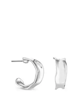 Image of Jon Richard Silver Plated Molten Hoop Earrings