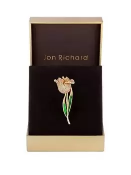 image of Jon Richard Gold Plated Yellow Flower Brooch - Gift Boxed, Gold, Women