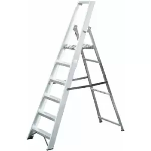 image of 1.3m Aluminium Platform Step Ladders 6 Tread 2.9m Work Height HEAVY DUTY Steps