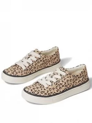 image of Toms Alex Lace Plimsoll, Leopard, Size 5, Women