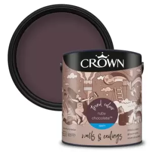 image of Crown Matt Emulsion Paint Ruby Chocolate - 2.5 litres