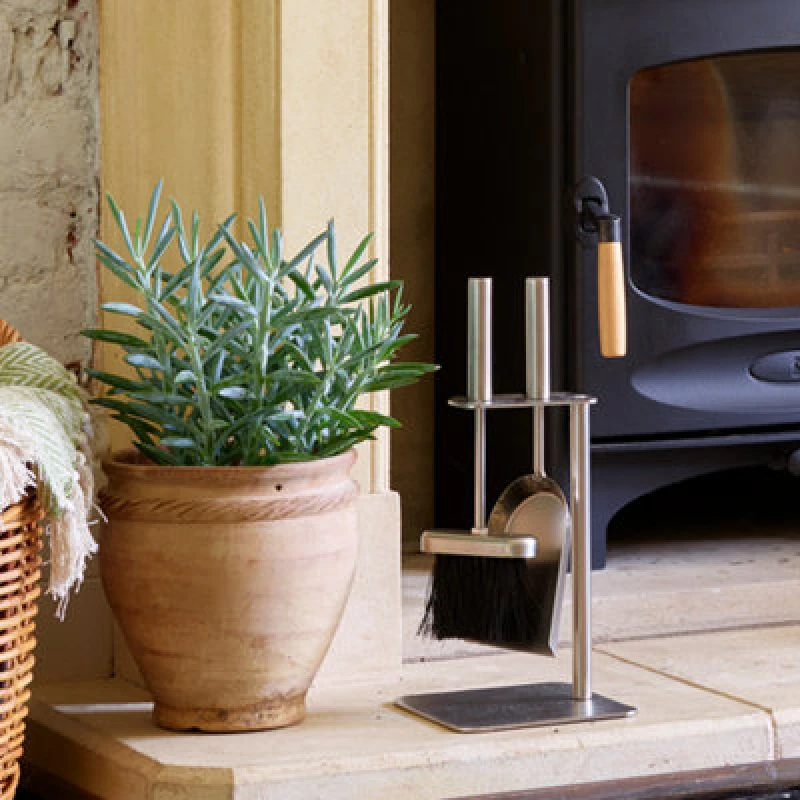 Image of Valiant Fireside Tool Companion Set - Includes Shovel, Brush and Stand Set Metallic Silver