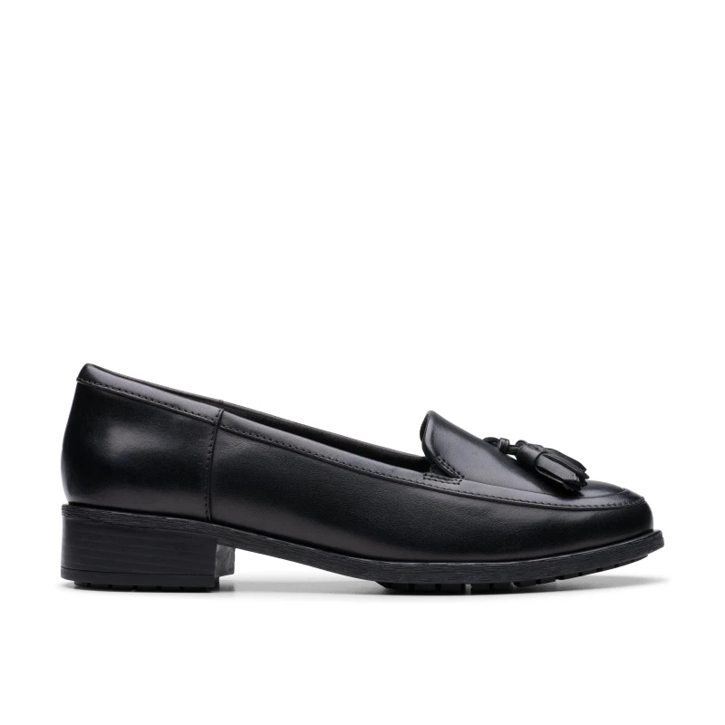 Image of Clarks Havisham Edge Loafer Black Leather Loafers Black