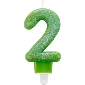 image of Amscan 2nd Birthday Candles (Glitter Green)