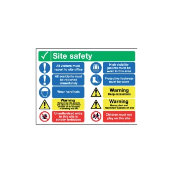 Image of Site Safety Rigid PVC Sign - 800 X 600MM